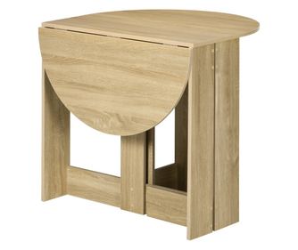 Сгъваема маса с 2 падащи се разширения, спестяваща място разтегателна маса, 104x76x73.7 см, естествено дърво