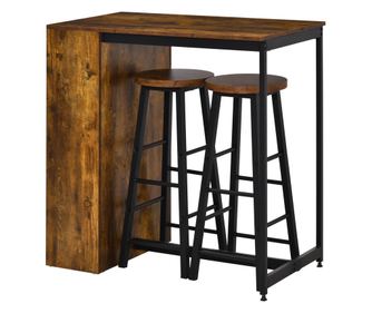 Set de Masa de Bar si Scaune cu Raft de Depozitare, 91x49x91 cm, Maro Rustic