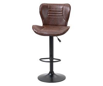 Set 2 Scaune de Bar cu Inaltime Reglabila, Sezut Rotativ si Suport pentru Picioare, 46,5x54x88-108 cm, Maro