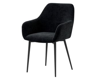 Комплект от 2 тапицирани трапезни стола в скандинавски стил с подлакътници и стоманени крака, 54x57x80 см, черен