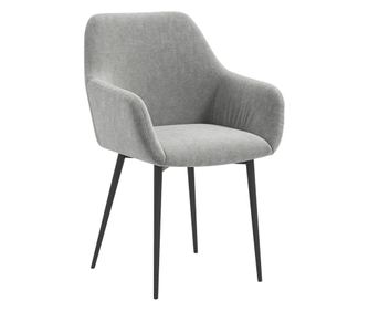 Комплект от 2 тапицирани трапезни стола с подлакътници и стоманени крака за трапезария, 54x57x80 см, тъмно сив