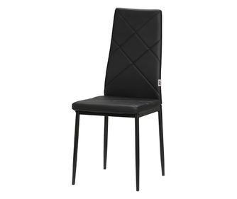 Set 6 Scaune de Sufragerie Tapitate cu Spatar Inalt, Talpi Antiderapante si Picioare din Otel, 41x50x97 cm, Negru