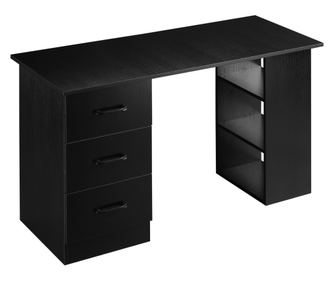 Birou Suport Calculator cu 3 Sertare si 3 Rafturi, Birou pentru Dormitor si Birou 120x49x72cm, Negru