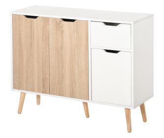 Dulapior Multifunctional din Lemn cu Sertar si Dulapioare in Stil Nordic, 90x30x72cm