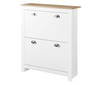 Dulap pentru Pantofi cu 2 Sertare pentru 12 Perechi de Incaltaminte, Dulap de Depozitare, 79x23x90,5 cm, Alb