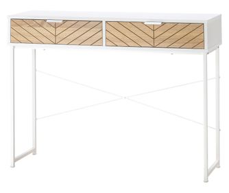 Consola Moderna pentru Hol si Sufragerie cu 2 Sertare Metalice 100x 30x75cm - Alb