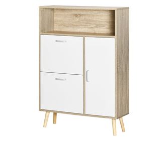 Pantofar cu 2 usi rabatabile si dulap, reglabil, natural, alb