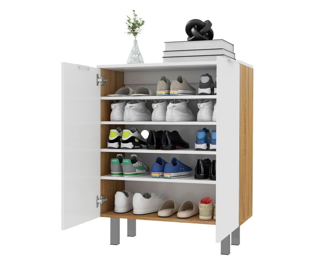 Dulap pentru Pantofi pentru 15-20 Perechi de Pantofi, Dulap pentru Pantofi cu Rafturi Reglabile și Închidere Moale, 76x33.5x95 c