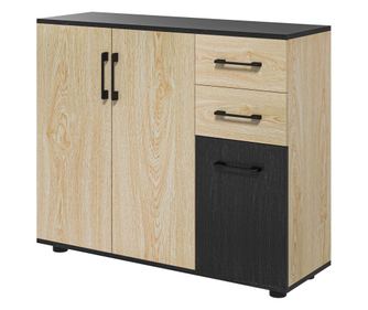 Bufet modern dulapuri sertare bufet de bucatarie cu raft reglabil nuc si negru pentru sufragerie camera de zi dormitor