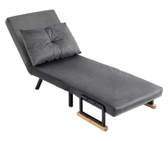 Регулируем диван с 5 нива, сгъваем единичен диван-легло с възглавници, 63x73x81 см, сив