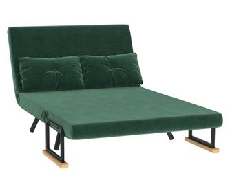Canapea Pat de 2 Locuri cu Spatar Reglabil pe 5 Nivele, Canapea Pat Pliabila cu 2 Perne, 102x73x81 cm, Verde