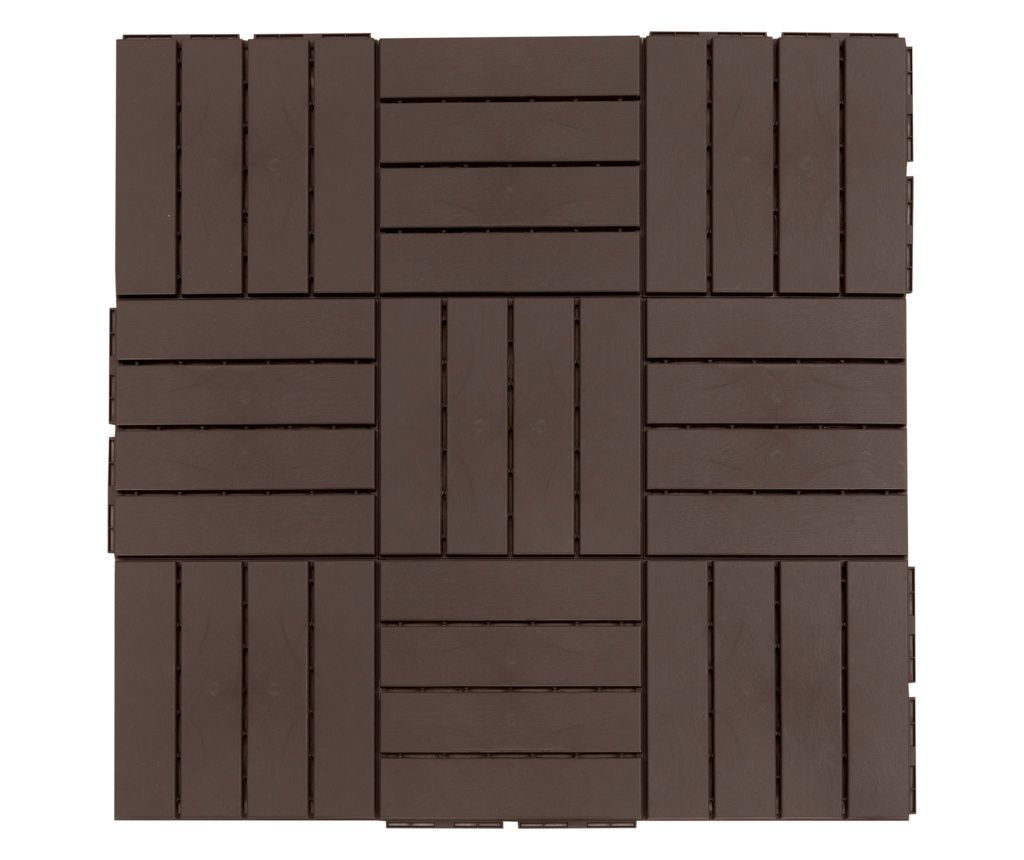 Terrace Tile Set 30x30x2cm, 0.81 sqm, Brown