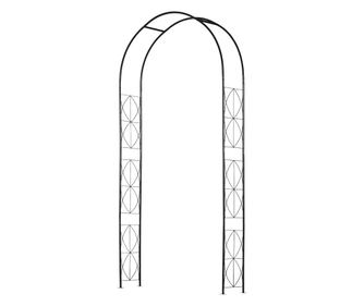 Acél rózsa boltív futónövényekhez, kerti pergola növénytartóval, 114x30x230 cm, fekete