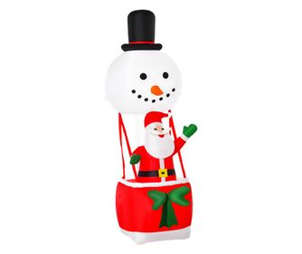 Mos Craciun Gonflabil pe Balon cu Lumini LED Integrate, Decoratiune de Craciun pentru Exterior, 80x85x250cm - Multicolor
