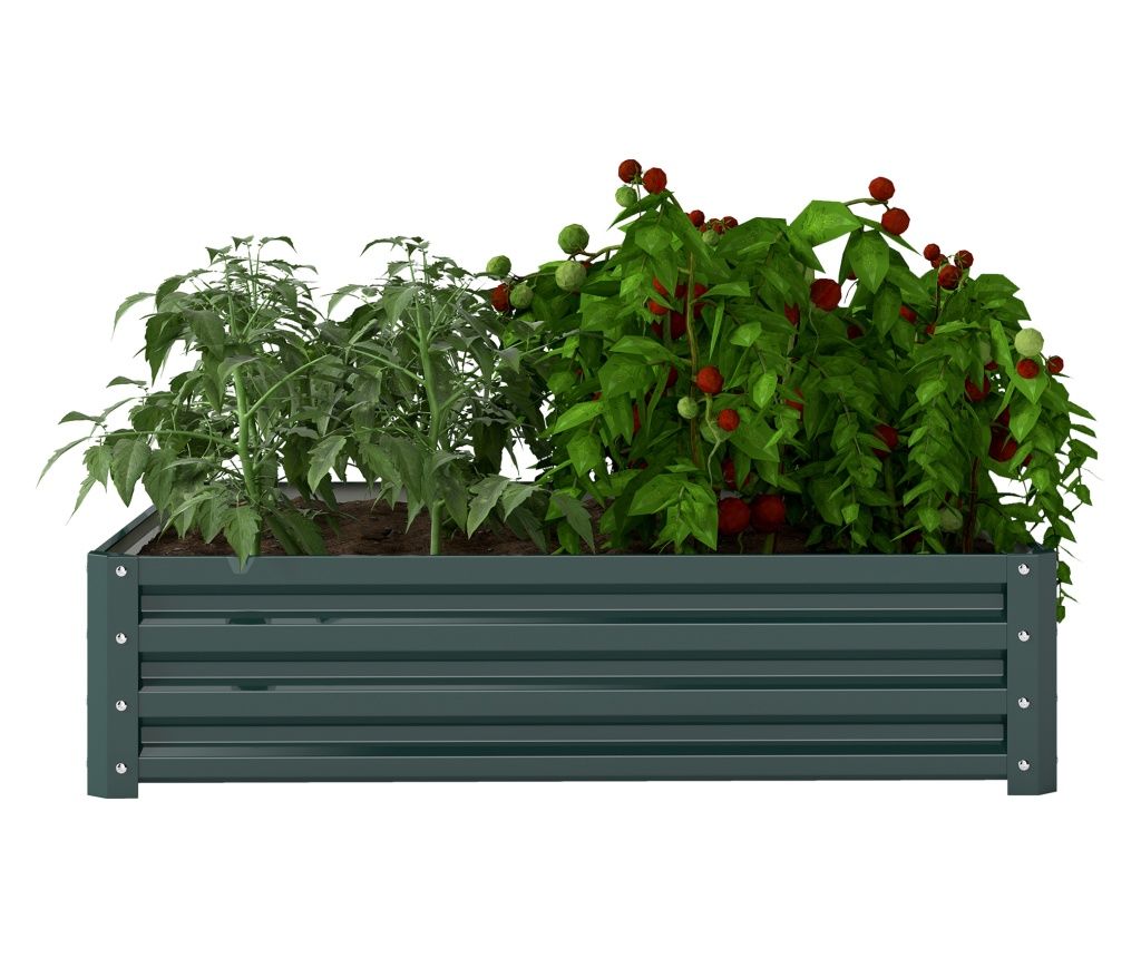 Pat de Gradina Suprainaltat 120 x 120 x 30 cm Galvanizat, Pat Suprainaltat pentru Plante cu Cadru din Otel pentru Legume, Flori,