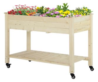 Pat pentru Gradina de Legume Inaltat din Lemn cu Roti