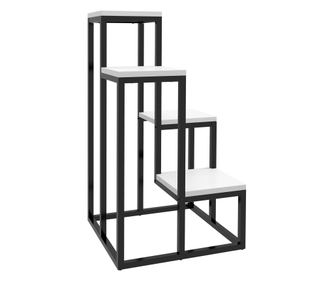 Suport de Flori pe 4 Niveluri, Raft de Colt pentru Plante, Suport pentru Ghivece, 34x34x70 cm, Negru