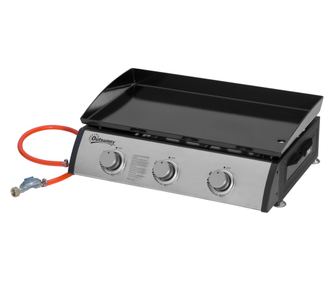 Gratar Plita pe Gaz cu 3 Arzatoare din Otel Inoxidabil, 9kW, Gratar Blat Portabil pe Gaz cu Gratar Antiaderent pentru Camping Pi