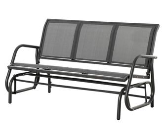 Градинска люлка-пейка с 3 места, метал и текстил, 151x75x85 см, сива