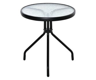 Кръгла градинска маса със стъклен рафт и метална рамка, Φ50x55cm, черна