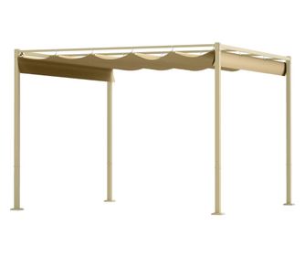 Kerti pergola behúzható tetővel és mágneses rögzítőrendszerrel, 298x297x221 cm, Khaki