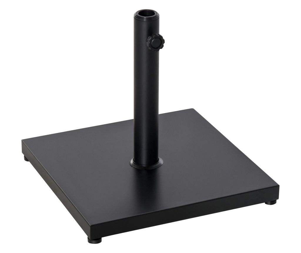 Bază Pătrată pentru Umbrelă pentru Stâlpi Φ3,5/3,8/4,8, Bază de 18 kg pentru Grădină și Terasă, 45x45x39cm, Neagră