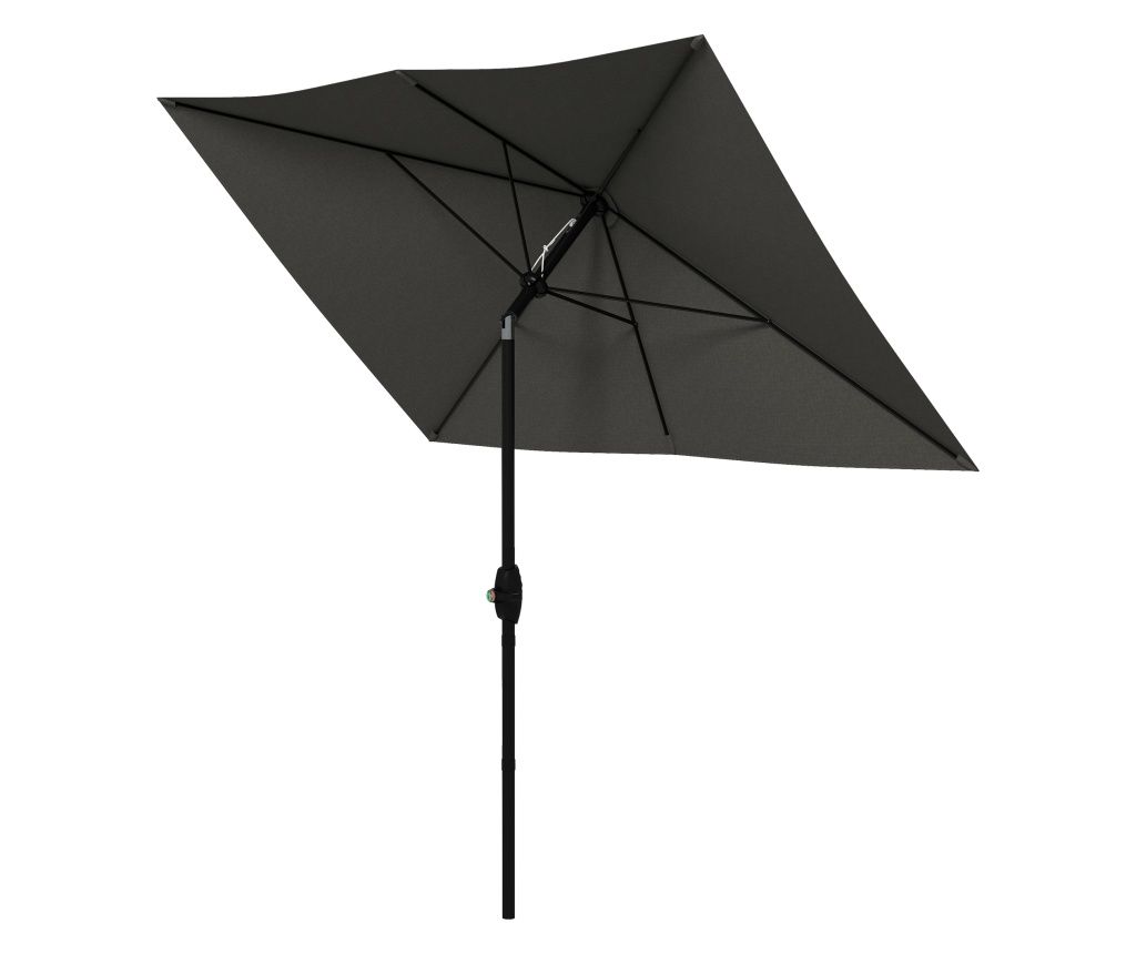 Umbrelă de Soare pentru Exterior 2x3 m cu Mecanism de Manivelă și Înclinare Reglabilă, Umbrelă de Grădină Dreptunghiulară din Al