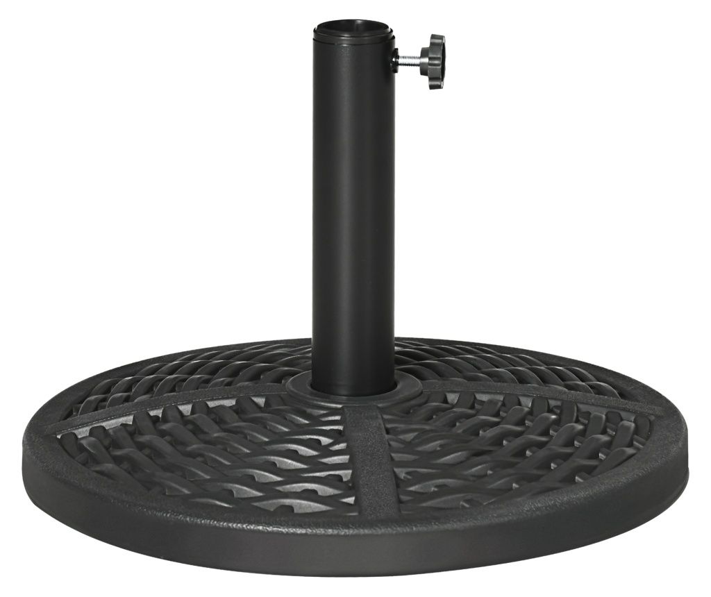 Baza de umbrela de gradina rotunda cu efect de ratan ø45cm, baza cu greutate de 9,5 kg, negru