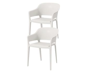 Комплект от 4 градински стола, подреждащи се един върху друг външни столове с висока облегалка и подлакътници, 56x54.5x77.5 см,