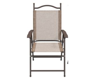 Комплект от 2 сгъваеми градински стола с подлакътници, кафяви