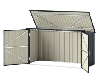 Шкаф за 3 контейнера за боклук 240L с 2 врати и ключалки, 233x105x118.5/133 см, сив