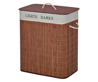 cos de rufe din bambus, 100L, 2 compartimente