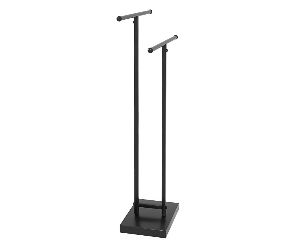 2-Bar Freestanding Towel Rack, Metal Towel Stand for Bathroom, 50x18.5x85 cm, Black