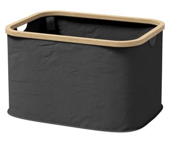 Cos Pliabil pentru Rufe de 36L cu Manere, Cos pentru Rufe din Bambus si Poliester, 44,3x33,3x26,5 cm, Negru