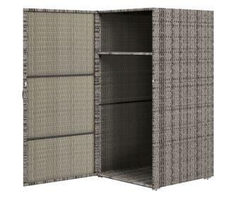Шкаф за съхранение от PE ратан, сив