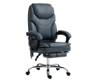 Scaun de Birou cu Masaj, Incalzire, Inaltime Reglabila si Suport pentru Picioare, 67x67x113-121 cm, Gri