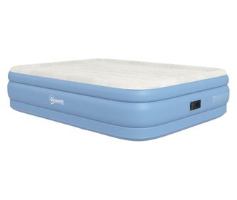 Pat Dublu Gonflabil cu Pompa de Umflare Inclusa si Geanta de Transport, 152x203x46 cm, Gri