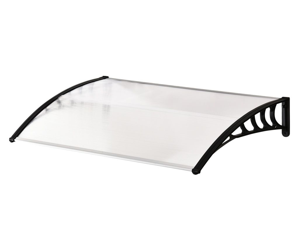 Copertină pentru exterior 150x90cm, acoperiș cu console din policarbonat și bare din aluminiu, ideal pentru balcon, ferestre și
