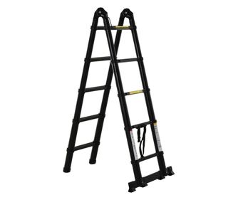 Scara Telescopica Pliabila cu 10 Trepte, Scara Extensibila din Aluminiu si Metal, 320x67x7 cm, Neagra