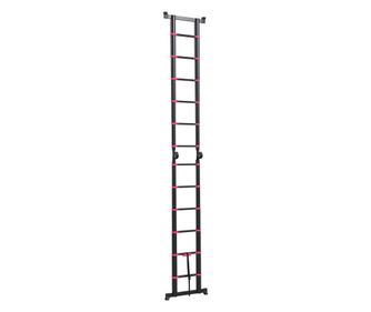 Scara Telescopica din Aluminiu si Nailon cu 12 Trepte cu Design Pliabil, 379x67.5x11 cm, Negru si Rosu