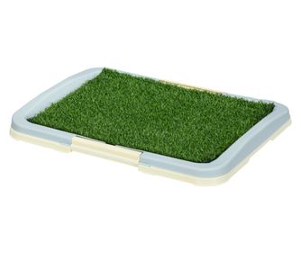 Pawhut Toaleta Pentru Caini, Litiera Portabila Pentru Catei Cu Iarba Artificiala, Panou Cu Grila, Tava, 63 x 48,5 cm