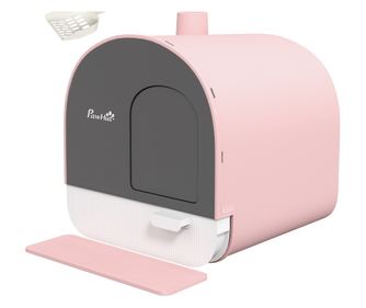 Litiera Inchisa pentru Pisici cu Filtre, Cupa si Tava Detasabila, Cadru PP, 43x44x47 cm, Roz