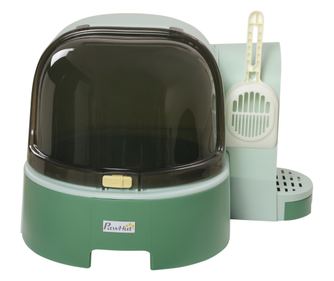 Litiera pentru Pisici cu Capac, Litiera Inchisa cu Tava Detasabila si Lopatica Inclusa, 52x60x42 cm, Verde