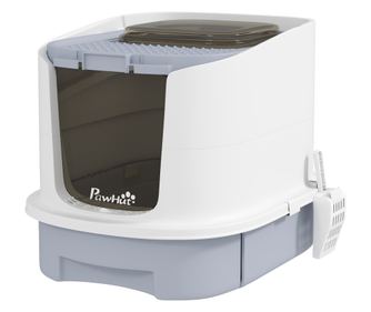 Litiera Inchisa pentru Pisici cu 2 Usi si Tava Detasabila, 40,5x52,5x42,5 cm, Gri