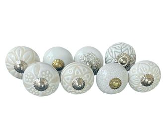 8 db-os vintage stílusú porcelán bútorgomb szett