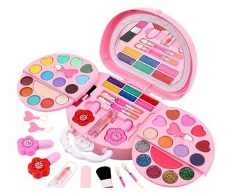 Детски комплект гримове, WePro Store Make-Up Set, гланц за устни, сенки за очи, огледало, Уникален дизайн, Лесен за носене, Нето