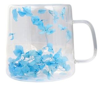 Šalica sa suhim plavim cvijećem, duple stijenke, borosilikatno staklo, 300 ml