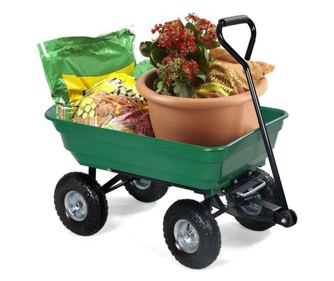 Carucior de gradina, sarcina maxima 300 kg, cupa rabatabila, maner lung cu burete antiderapant,