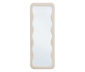 Białe lustro ścienne w ramie z tkaniny 60x4,5x160 cm