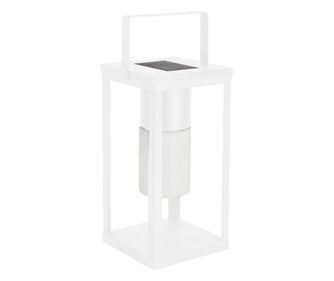 Бял стоманен соларен фенер 17x17x38 см